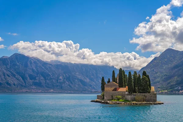 Vue Petite Église Sur Île San George Dans Baie Kotor — Photo