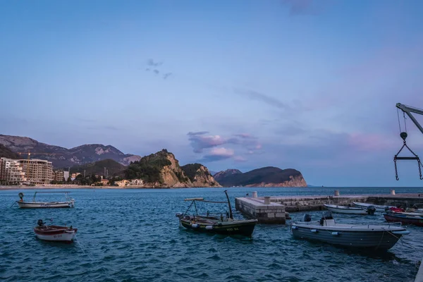 Petrovac Černá Hora Duben 2018 Motorové Lodě Zátoce Petrovace Malý — Stock fotografie