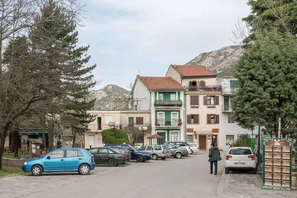 Virpazar Montenegro April 2018 Cars Parked Prking Front Residential Buildings — Stock Photo, Image