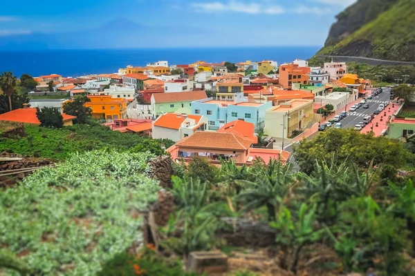 Colorful Homes Vallehermoso Town Island Gomera Canary Islands Spain — Stock Photo, Image
