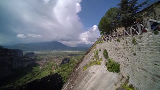 Erstaunliche Landschaft Des Grünen Tals Meteora Trikala Region Griechenland — Stockvideo