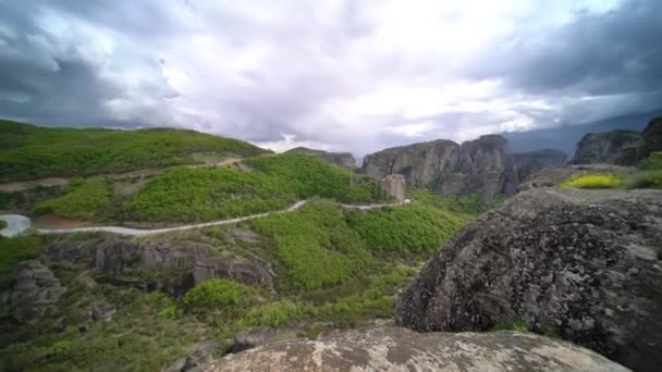 Amazing Landscape Green Valley Meteora Trikala Region Greece — Stock Video