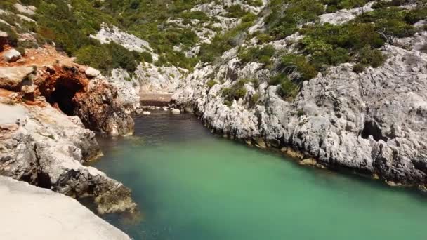 Вид Пляж Порто Лімнінас Закінтос Або Zante Island Греція — стокове відео