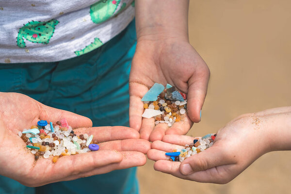Tiny harmful plastic microbeads collected on the beach