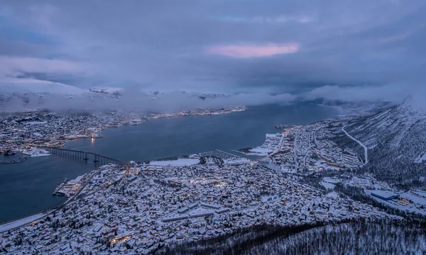 Tromso cidade no inverno — Fotografia de Stock