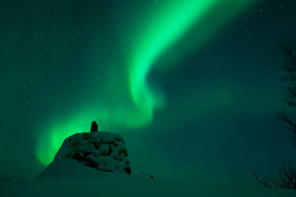 Aurora borealis above the Norway Finland border