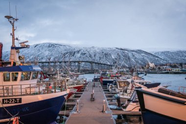 Kışın Tromso limanı