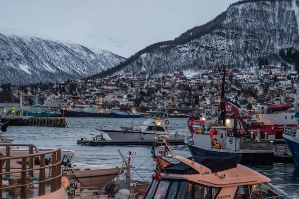 Tromso přístav v zimě — Stock fotografie