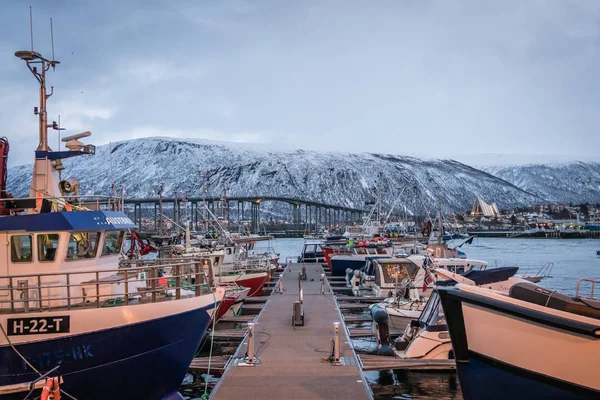 Тромсо гавань зимой — стоковое фото