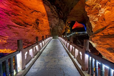 Stunningly beautiful Huanglong Yellow Dragon Cave  clipart