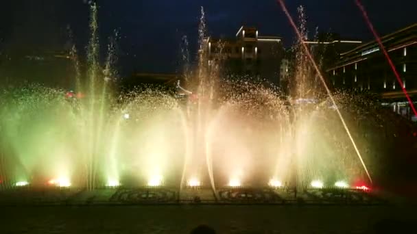 Amazing Light Sound Show Fountains Central Town Square Dusk Xian — Stock Video