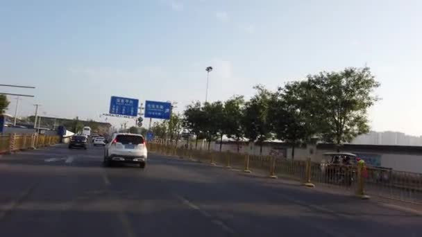 Xian Kina Augusti 2019 Bilfronten Syn Tidig Morgon Trafik Livlig — Stockvideo