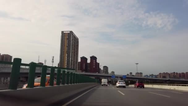 Xian China Juli 2019 Autovooraanzicht Van Het Verkeer Drukke Snelweg — Stockvideo