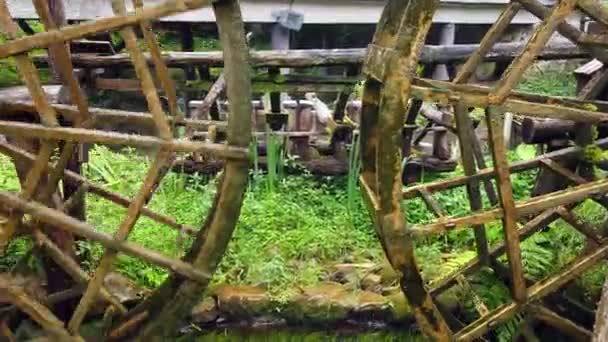 Trabalhando Girando Rodas Água Madeira Moinho Velho Área Cênica Huanglong — Vídeo de Stock