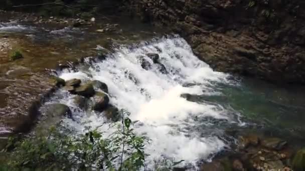 狭い川張家界国立公園 中国の雄大なグランドキャニオンを流れる上で小さなカスケード — ストック動画