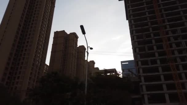 High Rise Blokken Van Flats Buitenwijk Stad Xian Zomerochtend Provincie — Stockvideo