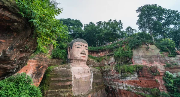 Leshan China Julio 2019 Primer Plano Cabeza Torso Del Buda — Foto de Stock