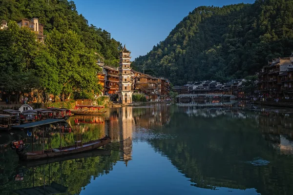 Feng Huang Kína Augusztus 2019 Látványosság Fenghuang Wanming Pagoda Tower — Stock Fotó