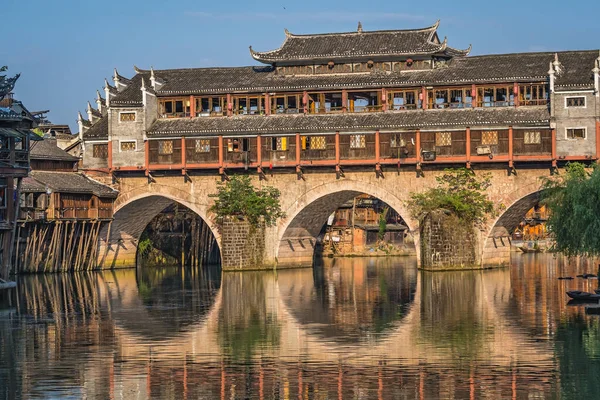 Фен Хуанг Китай Серпень 2019 Ранковий Краєвид Старого Арочного Мосту — стокове фото