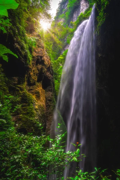 中国重庆武龙县龙水峡国家公园峡谷中的巨大瀑布 — 图库照片