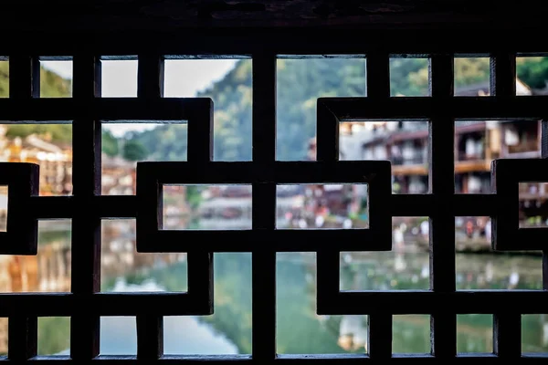 Gedeïoniseerd Uitzicht Vanaf Het Terras Balkon Van Oude Historische Palen — Stockfoto