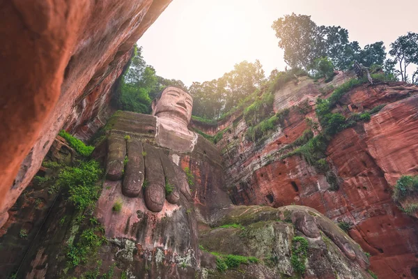 Buda Gigante Leshan Una Estatua Piedra Metros Altura Construida Entre — Foto de Stock