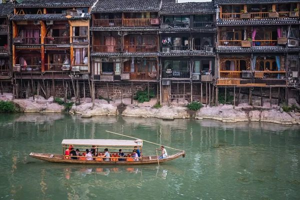 Feng Huang China August 2019 Sightseeing Old Wooden Tourist Boat — Stock Photo, Image