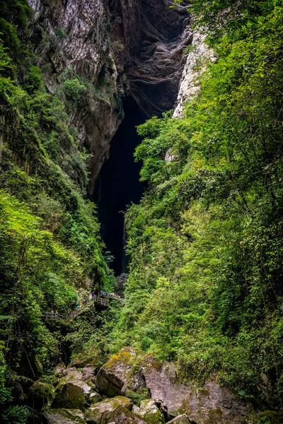 Wulong China August 2019 Massive Natural Cave Fissure Carst Landscape — стокове фото