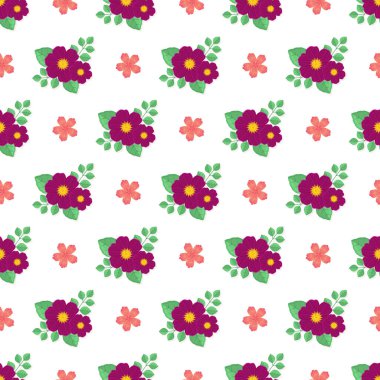 Çiçek Romantizmi Kusursuz Vektör Deseni Tasarımı