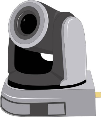 Toplanma odalarında yapılacak konferans için tam 1080p PTZ NDI Kamera 4K vektör illüstrasyonu.