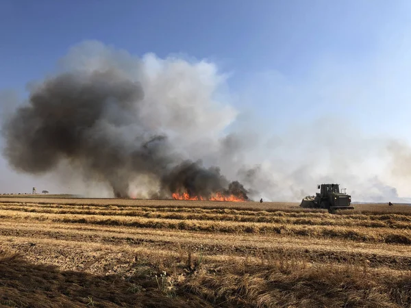 Пожары Израиле Вызванные Сжиганием Воздушных Змеев Воздушных Шаров Отправленных Сектора — стоковое фото