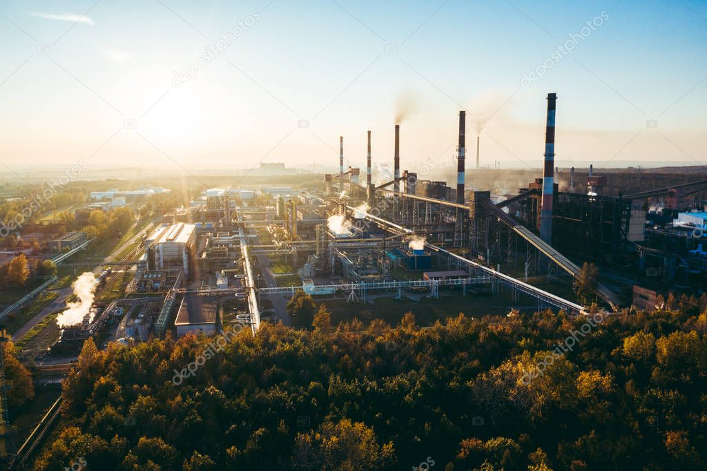 industrial landscape with heavy pollution