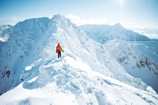 冬天的登山者 免版税图库图片