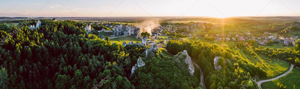 medieval castle ruins located in Ogrodzieniec, Poland