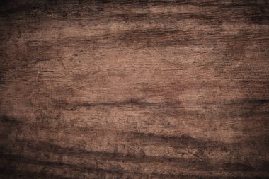 Eski grunge koyu desenli ahşap arka plan, eski kahverengi ahşap dokunun yüzeyi, üst manzara kahverengi ahşap panel