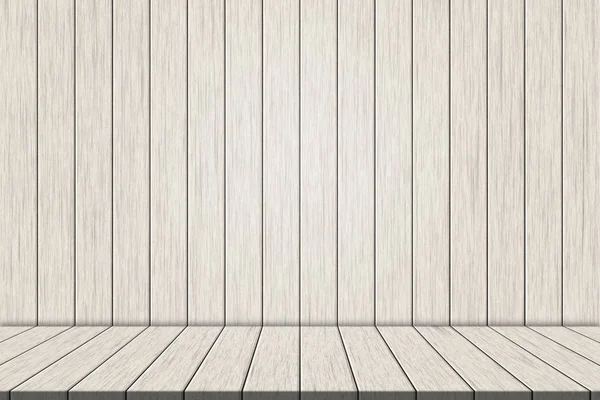 Иллюстрация white wooden floorboards on white wood wall for montage your product — стоковое фото