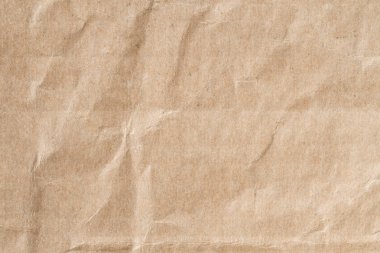 Geri dönüşümlü kahverengi kağıt buruşmuş doku, arka plan için eski kağıt yüzeyi