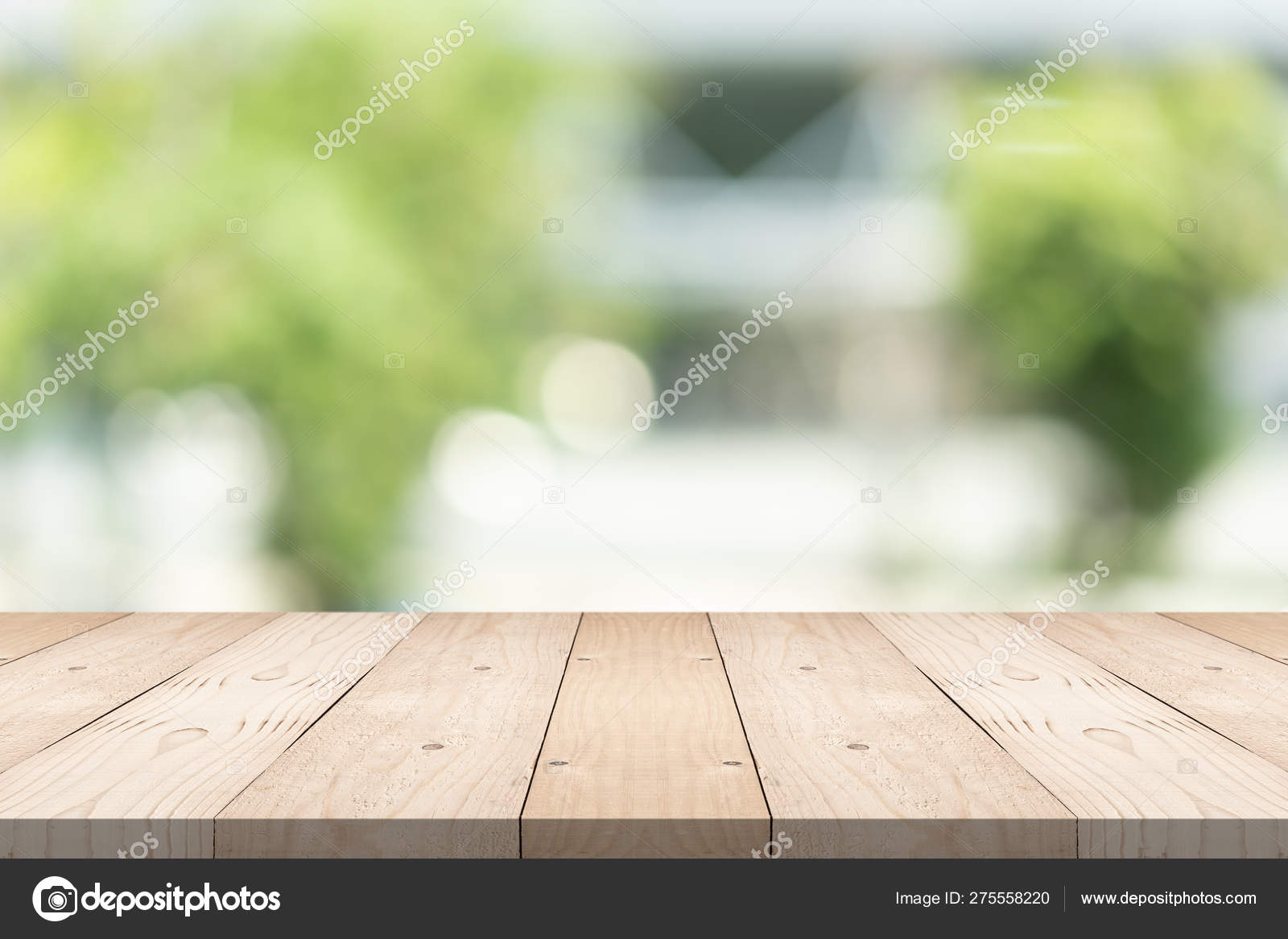 Empty Wood Table Top On Blurred Background At Garden In Shopping Mall Stock Photo Image By C Sorrapongs