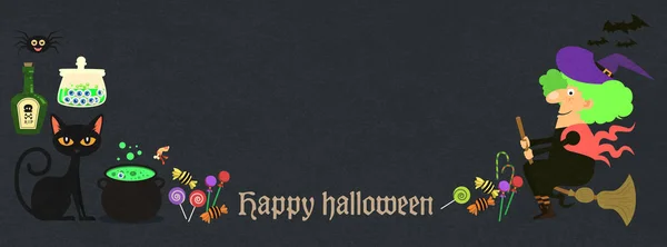 Happy Halloween Vector Background Halloween Cartoon Banner — Stock Vector