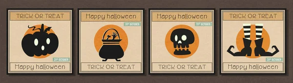 Halloween Vektorové Přání Retro Styl Šťastný Halloween Minimální Banner Ikonu — Stockový vektor