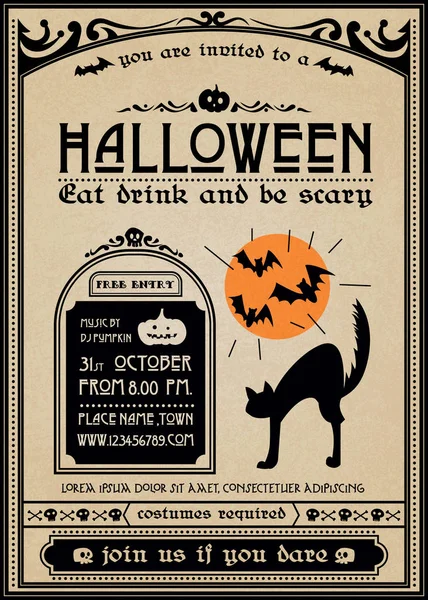 Halloween Vektor Party Einladung Gothic Style Halloween Hintergrund Stockvektor
