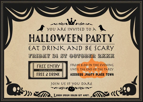 Halloween Vektor Party Einladung Gothic Style Halloween Hintergrund lizenzfreie Stockillustrationen