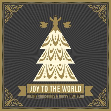 Neşeli Noel ve mutlu yeni yıl tebrik kartı vektör.