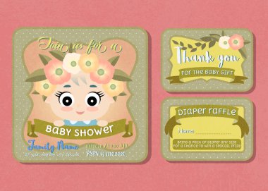 Bebek partisi parti vektör şablonu ayarlandı.