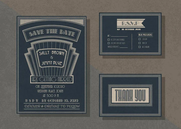 Vintage vector wedding invitation template set . — Διανυσματικό Αρχείο