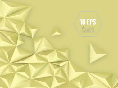 Poligonal üçgen soyut vektör 3d arka plan açık sarı renkli metin mesajı alan ile