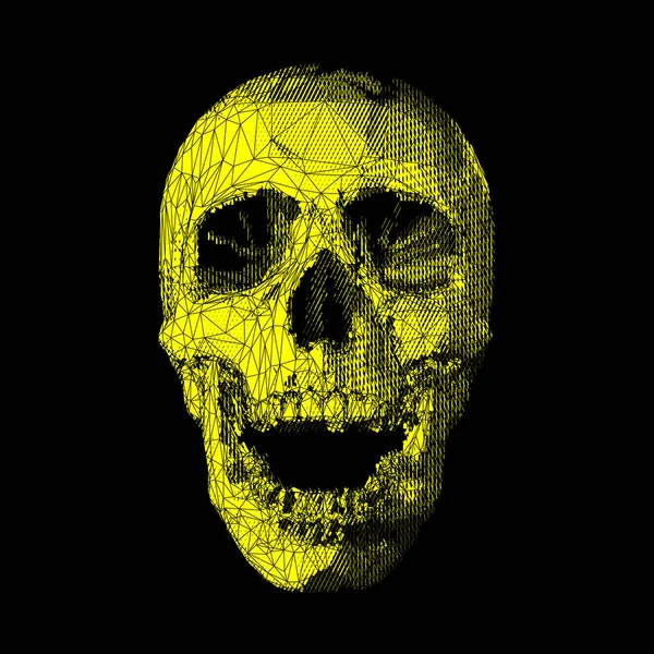 Cráneo Polivinílico Bajo Amarillo Estilizado Raya Sobre Fondo Oscuro — Archivo Imágenes Vectoriales