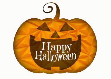 Jack o fener kabak ile üçgen bölmek Cadılar Bayramı tebrik için stil kesilmiş kağıt ile beyaz arka plan üzerinde izole doku