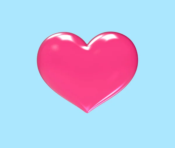 3D pink transparency heart symbol illustration isolated on pastel blue background with clipping path for cut object on any backdrop