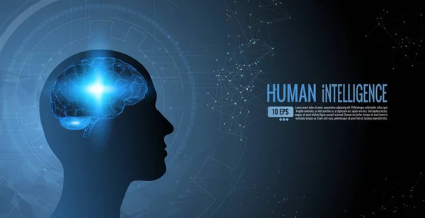 Ανθρώπινη Ευφυΐα Και Σοφία Εννοιολογική Απεικόνιση Σκούρο Μπλε Φόντο — Διανυσματικό Αρχείο